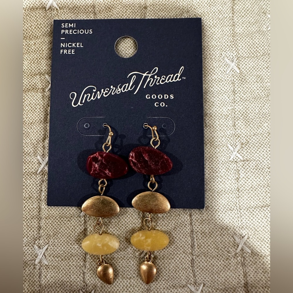 Universal Thread Semi Precious Stone Dangle Earrings (NWT) Set of 2: Pierced - Picture 7 of 8